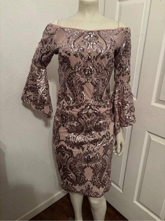 Betsy & Adam Dresses & Skirts - Betsy & Adam Rose Pink Sequin Off-Shoulder Dress 12